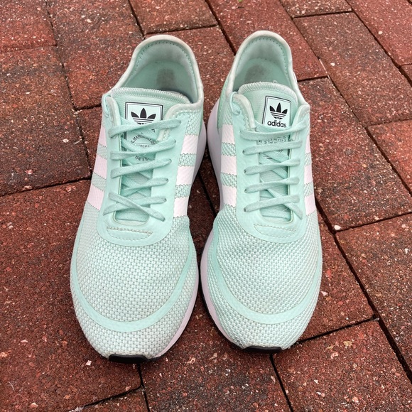 Adidas Mint and White Striped Sneakers Size 9 - Picture 4 of 12